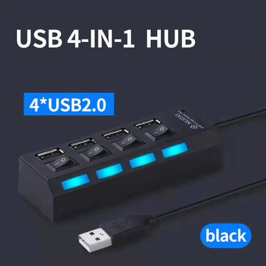 4-Port USB Splitter Hub with Independent Switches