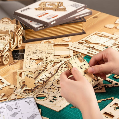 ROKR 3D Wooden Puzzle for Adults-Mechanical Car Model Kits