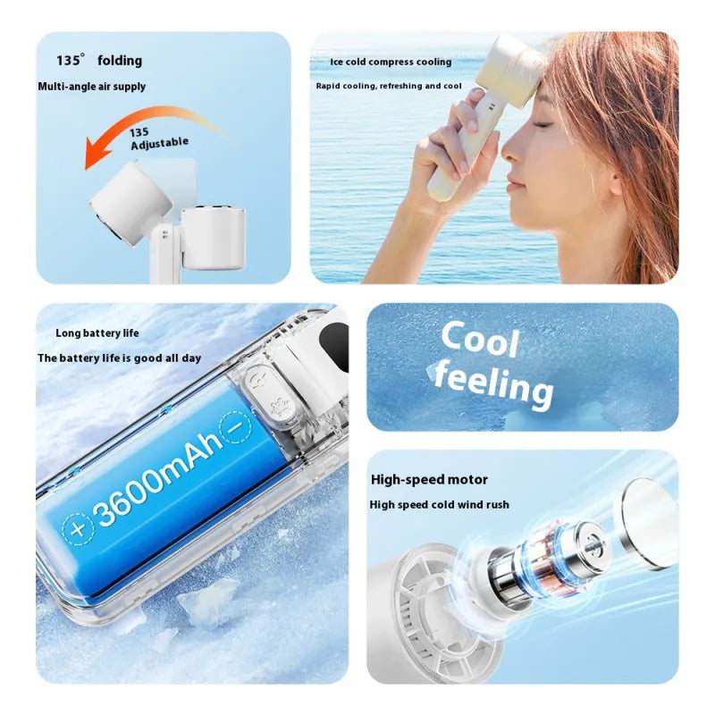 Semiconductor Ice Cooling Handheld Fan Foldable