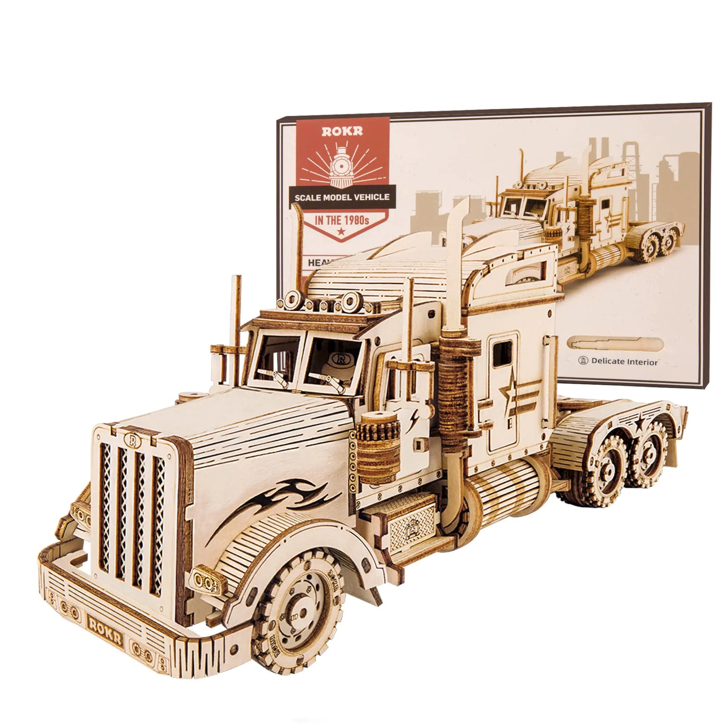 ROKR 3D Wooden Puzzle for Adults-Mechanical Car Model Kits