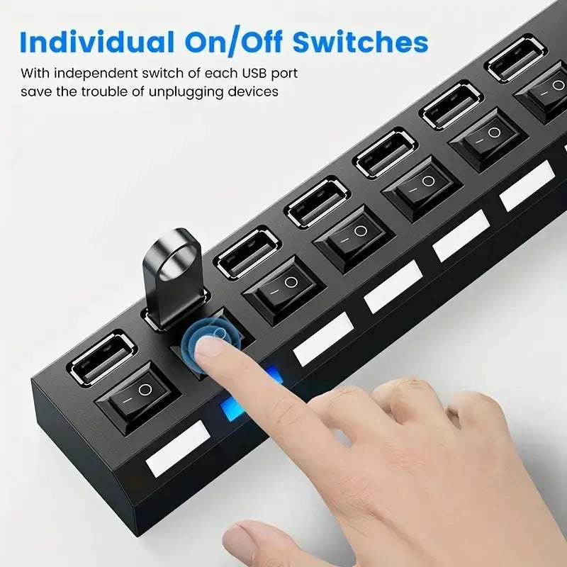 4-Port USB Splitter Hub with Independent Switches