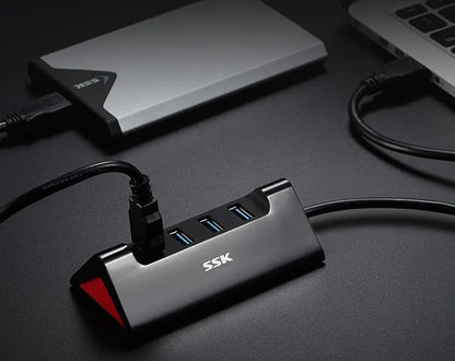 USB 3.0 Hub with 4 Ports and Power Supply Function
