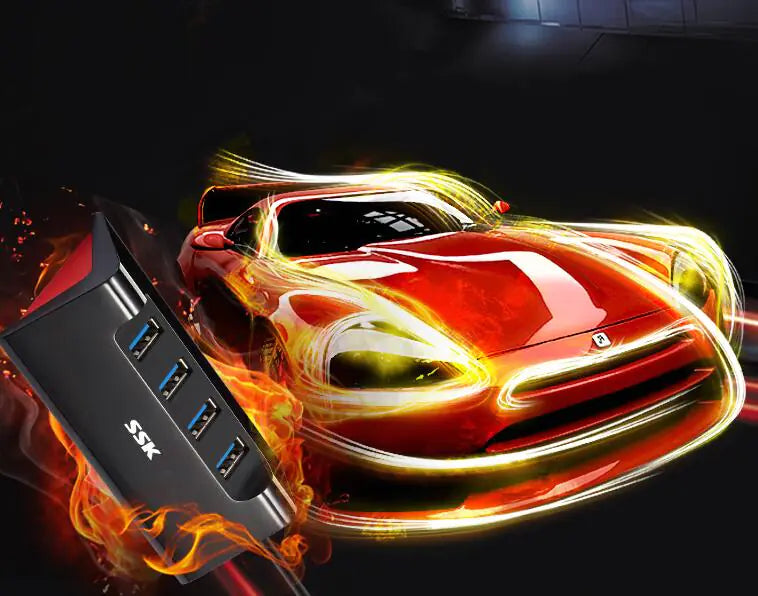 USB 3.0 Hub with 4 Ports and Power Supply Function