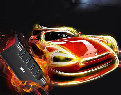 USB 3.0 Hub with 4 Ports and Power Supply Function