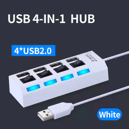 4-Port USB Splitter Hub with Independent Switches