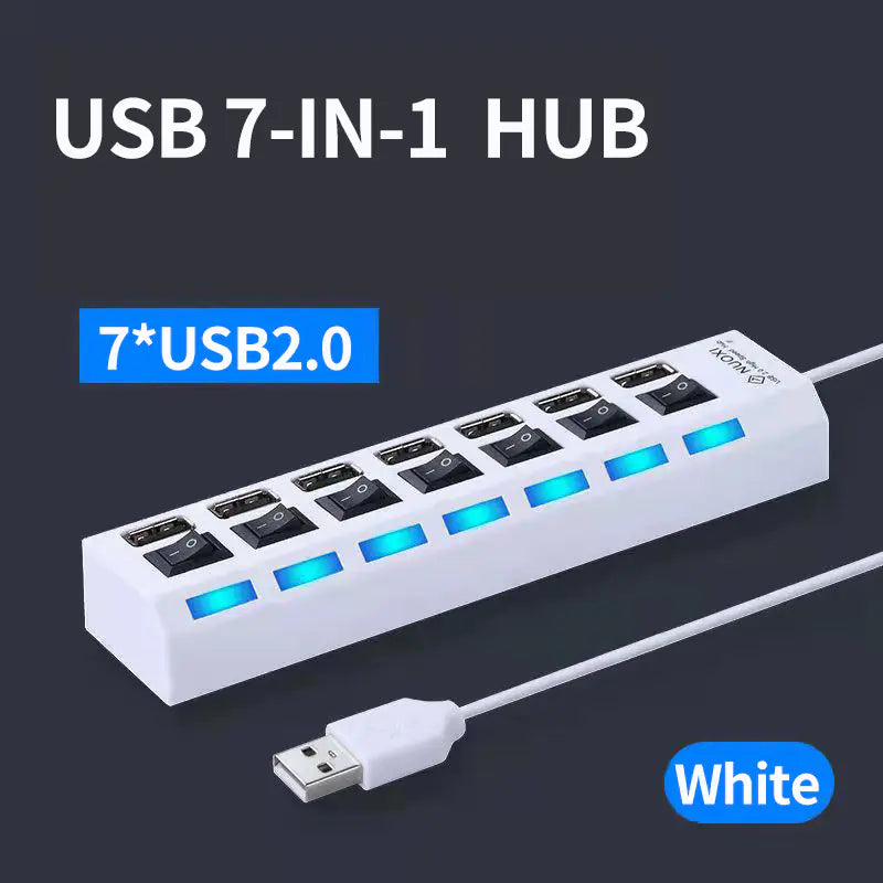 4-Port USB Splitter Hub with Independent Switches